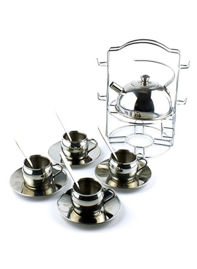 Timy Kids Tea Party Set 14pcs for Girls, BPA Free Stainless Steel Tea Set Pretend Kitchen Toys