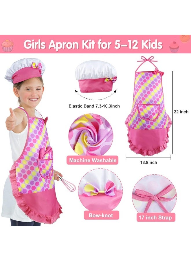 INNOCHEER Kids Baking and Cooking Set for Girls, 54PCS Chef Costume Set with Kids Apron, Chef Hat, All Real Cooking Tools and Baking Supplies, Kitchen Utensils and Recipes for Child Junior Chefs 3+