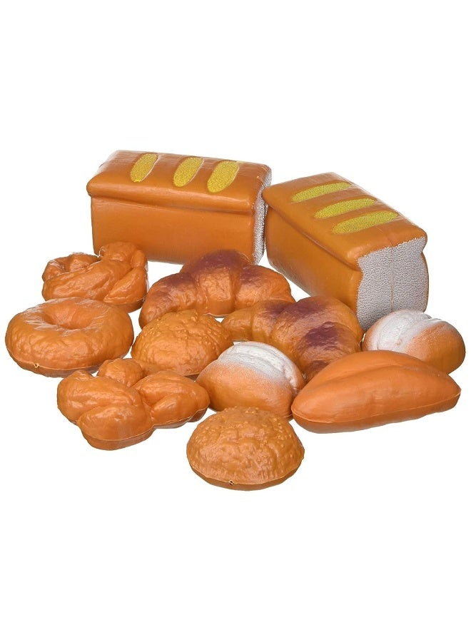 12 PCS Fake Bread Pastries Set, Life Sized Plastic Pretend Play Food Toy Kids Bakery Grocery Kitchen Playset