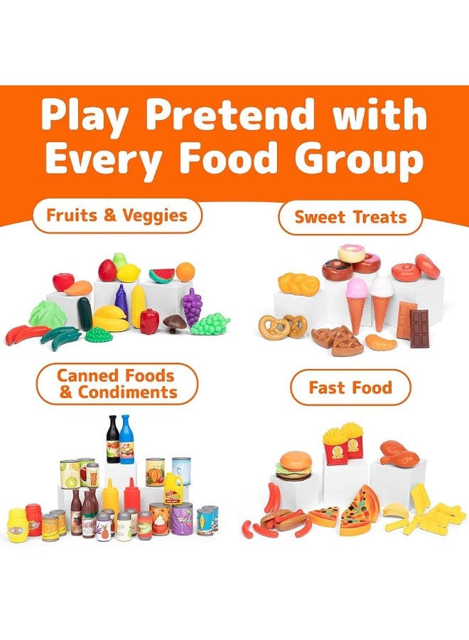 Title Jaxojoy 122 Piece Pretend Play Food Set for Kids  Toy Food for Kids Kitchen Set Pretend Play Kitchen Food Kids Kitchen Accessories Set