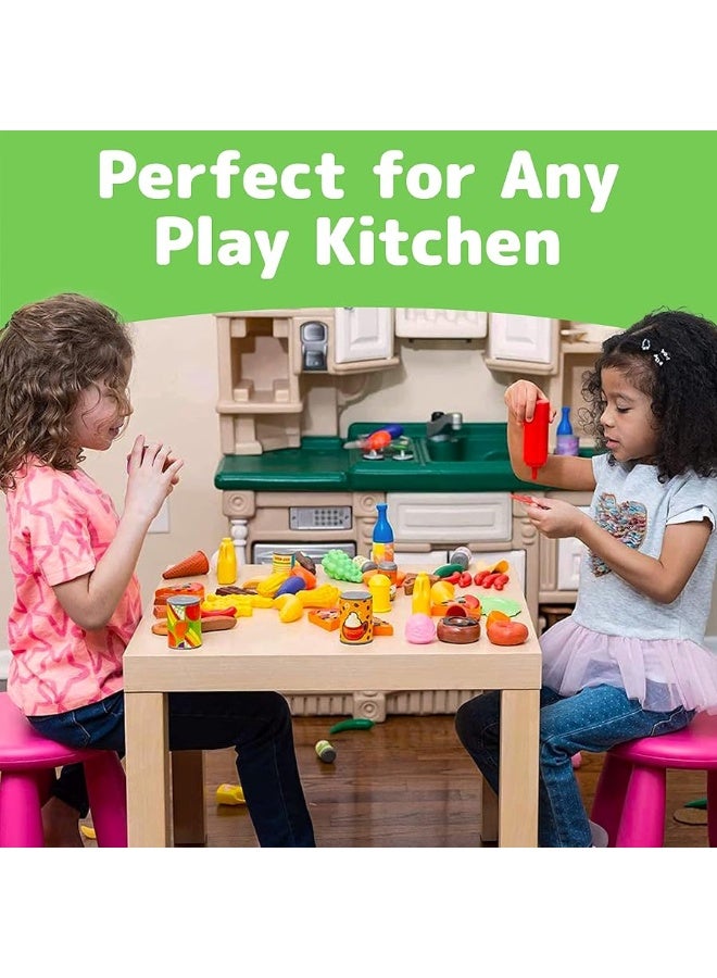 Title Jaxojoy 122 Piece Pretend Play Food Set for Kids  Toy Food for Kids Kitchen Set Pretend Play Kitchen Food Kids Kitchen Accessories Set