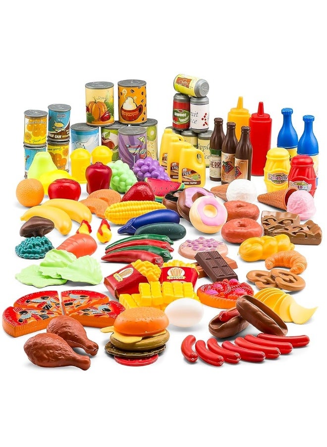 Title Jaxojoy 122 Piece Pretend Play Food Set for Kids  Toy Food for Kids Kitchen Set Pretend Play Kitchen Food Kids Kitchen Accessories Set