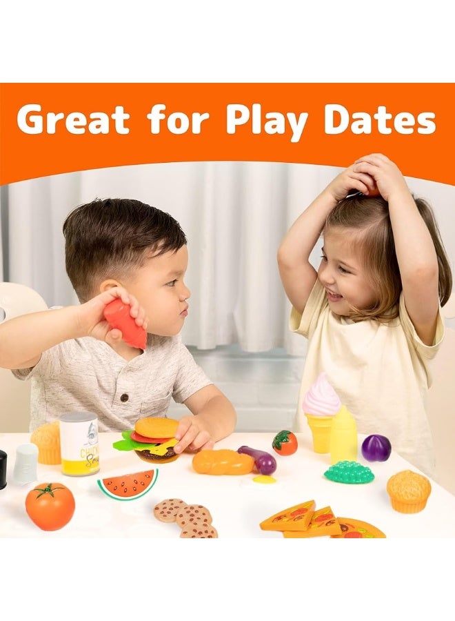 Title Jaxojoy 122 Piece Pretend Play Food Set for Kids  Toy Food for Kids Kitchen Set Pretend Play Kitchen Food Kids Kitchen Accessories Set