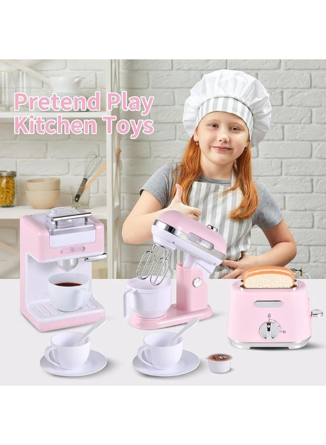 Ehome Play Kitchen Toys Kids Kitchen Accessories Pretend Play Kitchen Appliances Toy Set with Coffee Maker Mixer Toaster for Kids Toddler Kitchen Playset Ages 48 Girls