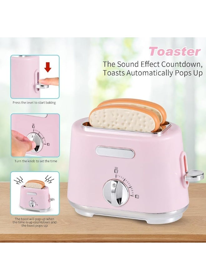 Ehome Play Kitchen Toys Kids Kitchen Accessories Pretend Play Kitchen Appliances Toy Set with Coffee Maker Mixer Toaster for Kids Toddler Kitchen Playset Ages 48 Girls