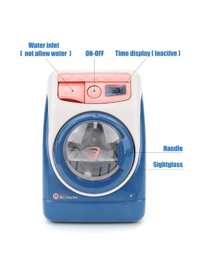 deAO Washing Machine Toy for Kids Dollhouse Furniture Pretend Play Household Appliance Realistic Sounds with Lights Laundry Play Set with Rotatable Roller for Children Birthday Presentâ€¦