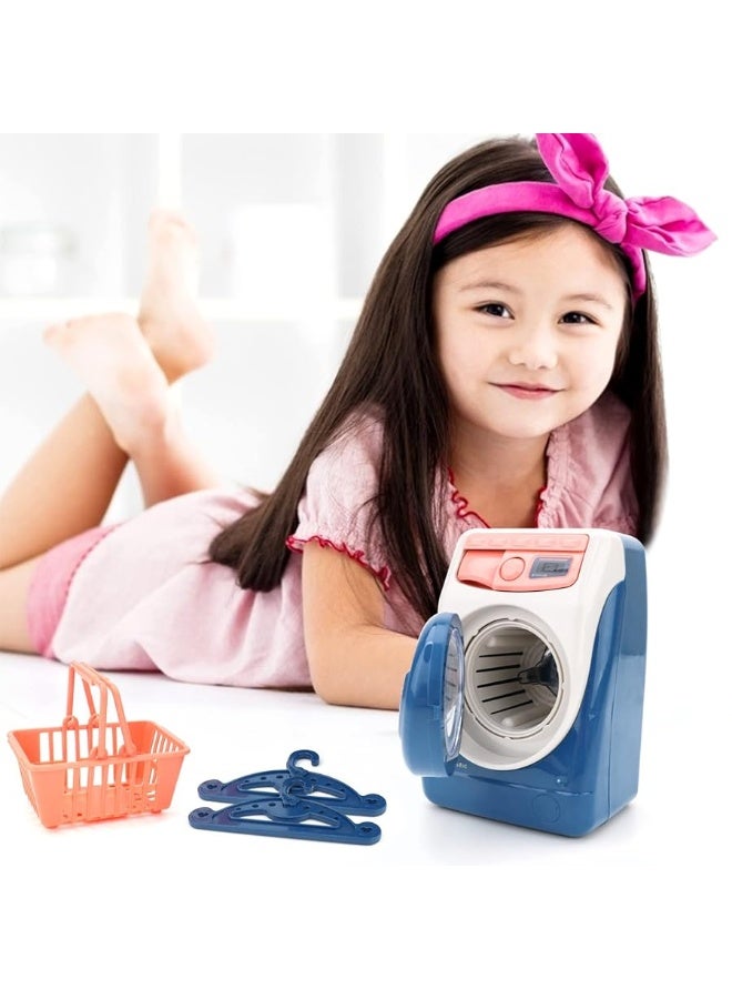 deAO Washing Machine Toy for Kids Dollhouse Furniture Pretend Play Household Appliance Realistic Sounds with Lights Laundry Play Set with Rotatable Roller for Children Birthday Presentâ€¦