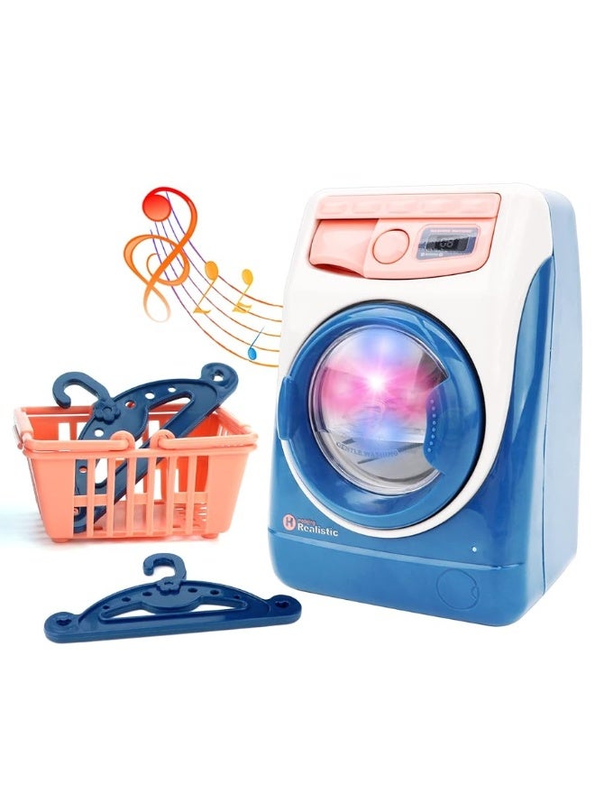 deAO Washing Machine Toy for Kids Dollhouse Furniture Pretend Play Household Appliance Realistic Sounds with Lights Laundry Play Set with Rotatable Roller for Children Birthday Presentâ€¦