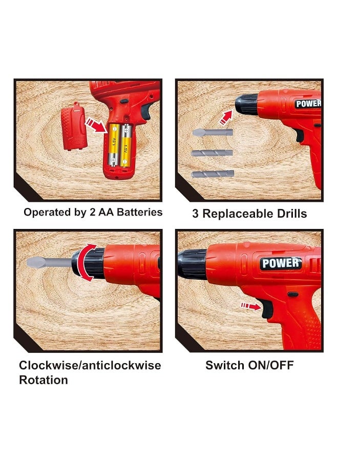 JOYIN 26Pcs Kid Tool Set, Pretend Play Toddler Tool Toy with Construction Worker Costume & Electronic Toy Drill in Storage Box for Boy Girl Halloween Present Birthday Dress Up Party