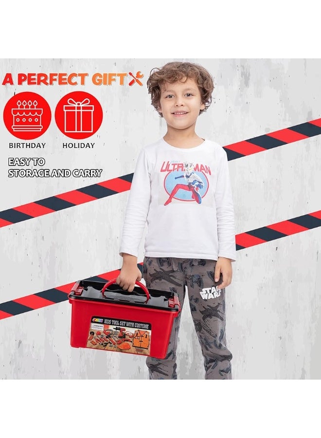 JOYIN 26Pcs Kid Tool Set, Pretend Play Toddler Tool Toy with Construction Worker Costume & Electronic Toy Drill in Storage Box for Boy Girl Halloween Present Birthday Dress Up Party