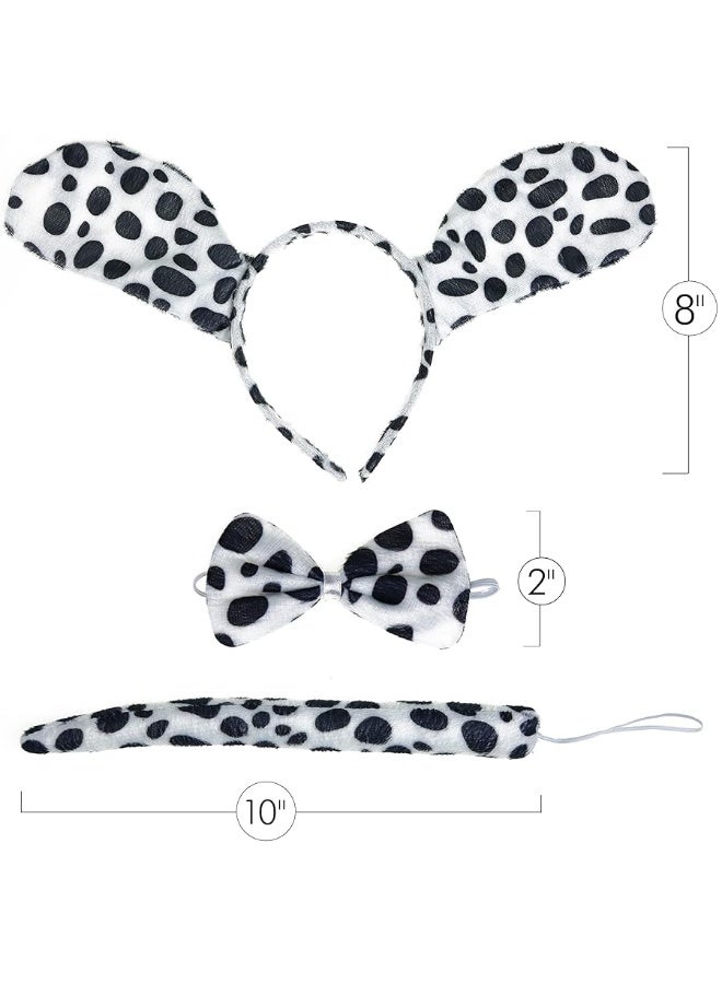 Skeleteen Dalmatian Dog Costume Set - Black and White Dog Ears Headband, Bowtie and Tail Accessories Set for Dog Costumes for Toddlers and Kids