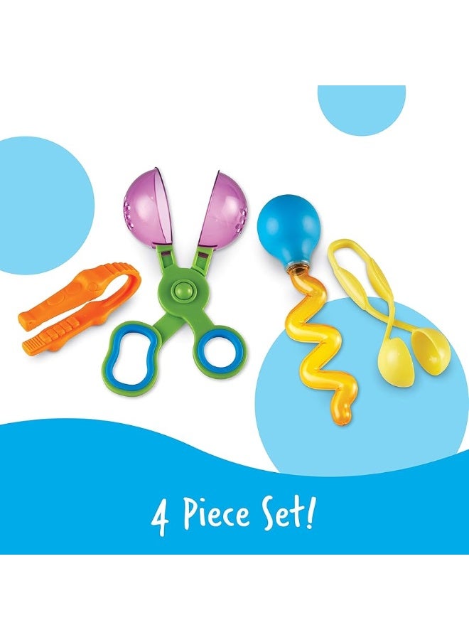 Learning Resources Helping Hands Fine Motor Tool Set Toy  4 Pieces Ages 3 Fine Motor and Sensory Play Toys Toddler Tweezers Sensory Bin Toys