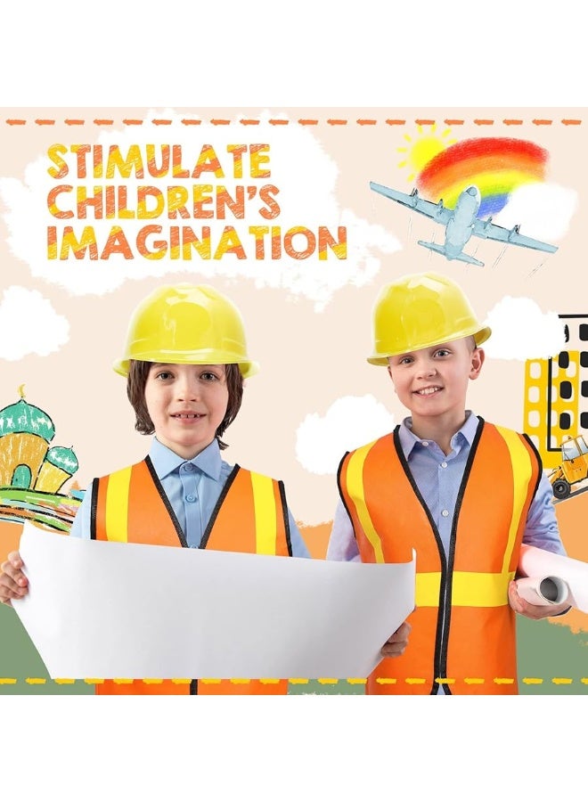 24 Pieces Construction Worker Costume Construction Role Play Set Including Construction Vest and Hat Construction Birthday Party Costume Supplies for Dressing Construction Party