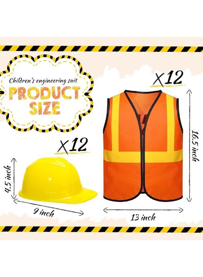 24 Pieces Construction Worker Costume Construction Role Play Set Including Construction Vest and Hat Construction Birthday Party Costume Supplies for Dressing Construction Party