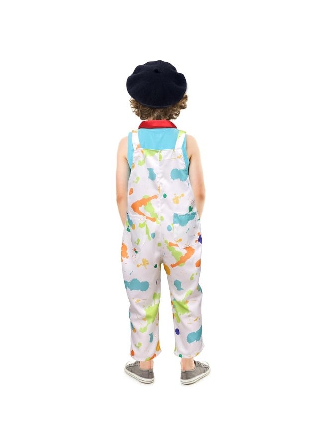 Tacobear Kids Artist Costume with Overalls Beret Beard Bow Tie Paint Bucket Brush, Halloween Career Day Outfit for Boys Girls