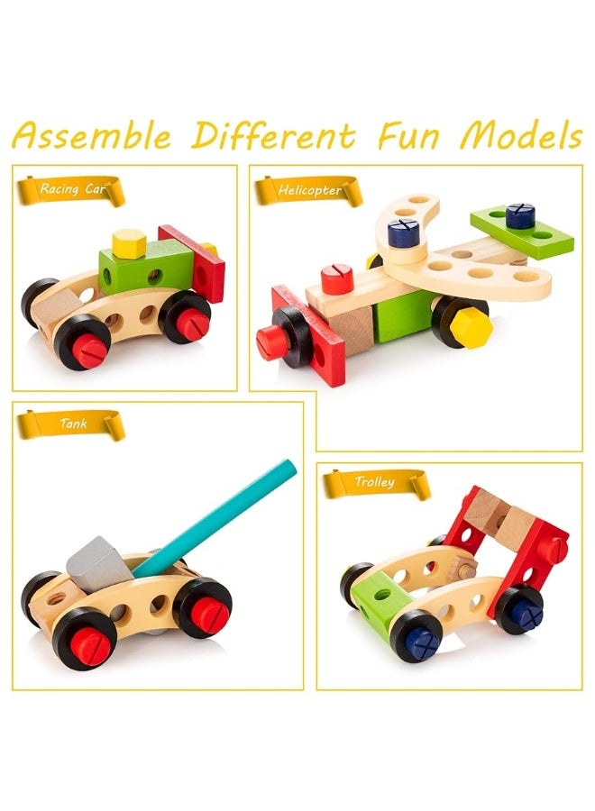 KIDWILL Tool Kit for Kids, Wooden Toddler Tools Set Including Tool Box & DIY Stickers, Montessori Educational STEM Construction Toys for 3 4 5 6 7 Years Old Boys Girls, Best Birthday Gift for Kids