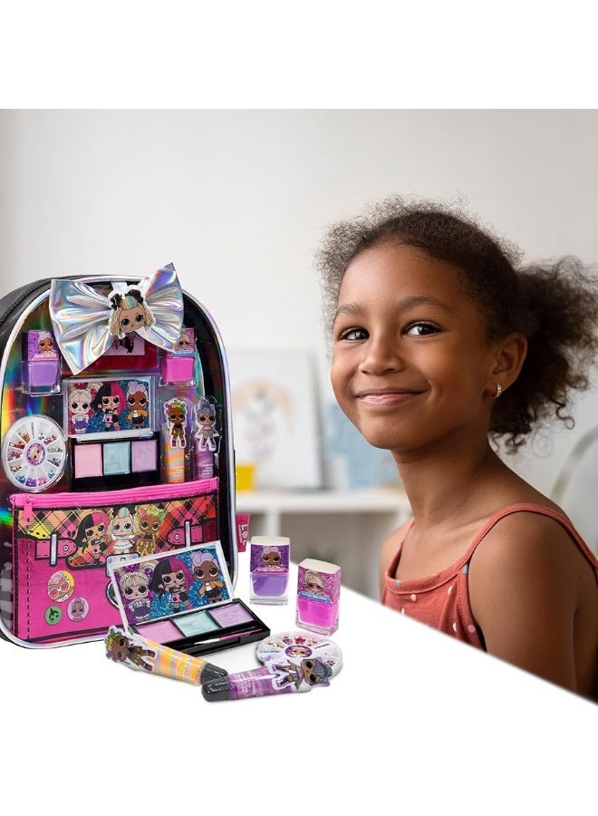 Townley Girl L.O.L. Surprise Backpack Beauty Set for Kids - 11-Piece Makeup Kit Perfect for Parties, Sleepovers, and Makeovers, Ages 3 and Up