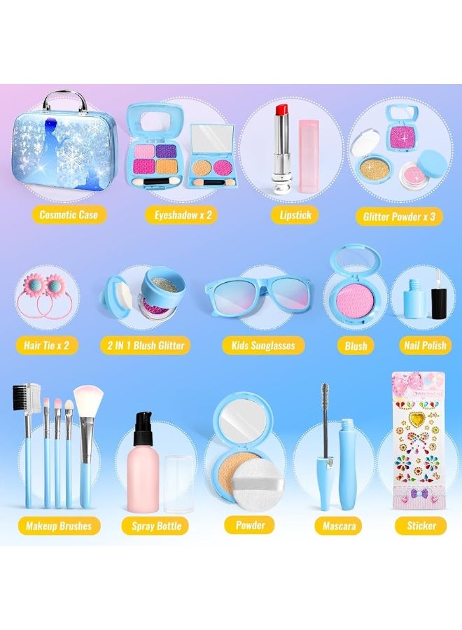 INNOCHEER Pretend Makeup for Toddlers, Fake Play Makeup for Little Girls, Frozen Toy Makeup Set for Girls, Birthday Christmas Princess Gifts Toddler Girl Toys Age 2 3 4 5 6 7 8 (Not Real Makeup)