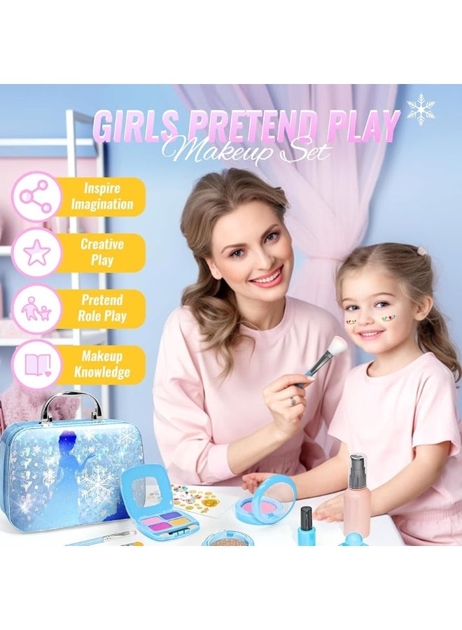 INNOCHEER Pretend Makeup for Toddlers, Fake Play Makeup for Little Girls, Frozen Toy Makeup Set for Girls, Birthday Christmas Princess Gifts Toddler Girl Toys Age 2 3 4 5 6 7 8 (Not Real Makeup)