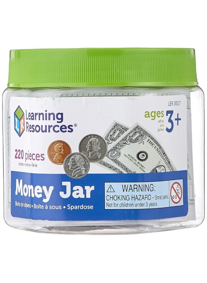 Learning Resources Money Jar Play Money Play Money for Kids Counting Bills and Coins Homeschool Math Pretend Money Ages 3