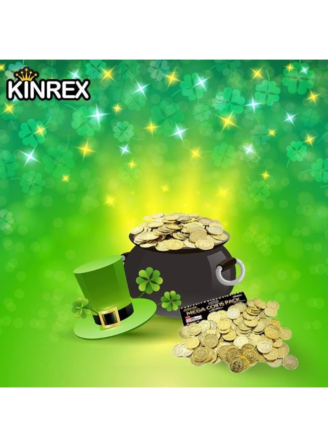 KINREX Plastic Gold Coins â€“ St Patricks Day Realistic Bulk Prop Money for Kids, Toddler, Party, Games, Crafts, Reward, Teachers, Classroom Pretend Play Toys, 400 Count Fake Coins Set