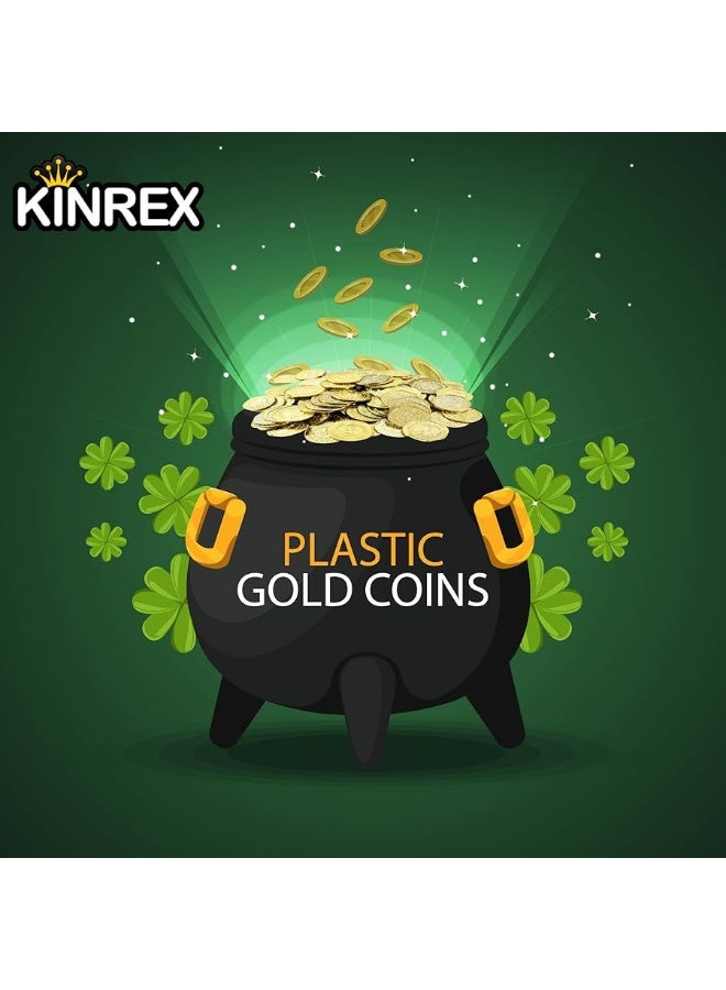 KINREX Plastic Gold Coins â€“ St Patricks Day Realistic Bulk Prop Money for Kids, Toddler, Party, Games, Crafts, Reward, Teachers, Classroom Pretend Play Toys, 400 Count Fake Coins Set