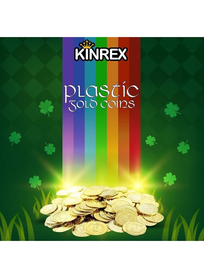 KINREX Plastic Gold Coins â€“ St Patricks Day Realistic Bulk Prop Money for Kids, Toddler, Party, Games, Crafts, Reward, Teachers, Classroom Pretend Play Toys, 400 Count Fake Coins Set