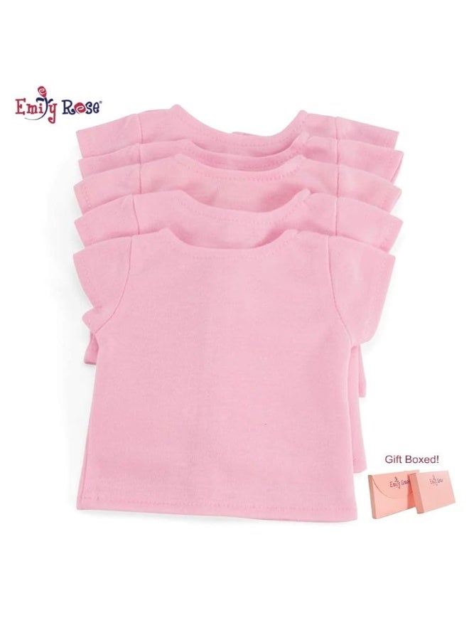 Emily Rose 18 Inch Doll Clothes 5 Pack Pink 18-in Doll Classic Casual T-Shirts Tees Basics Value Bundle | Gift-Boxed! | Fits Most 18