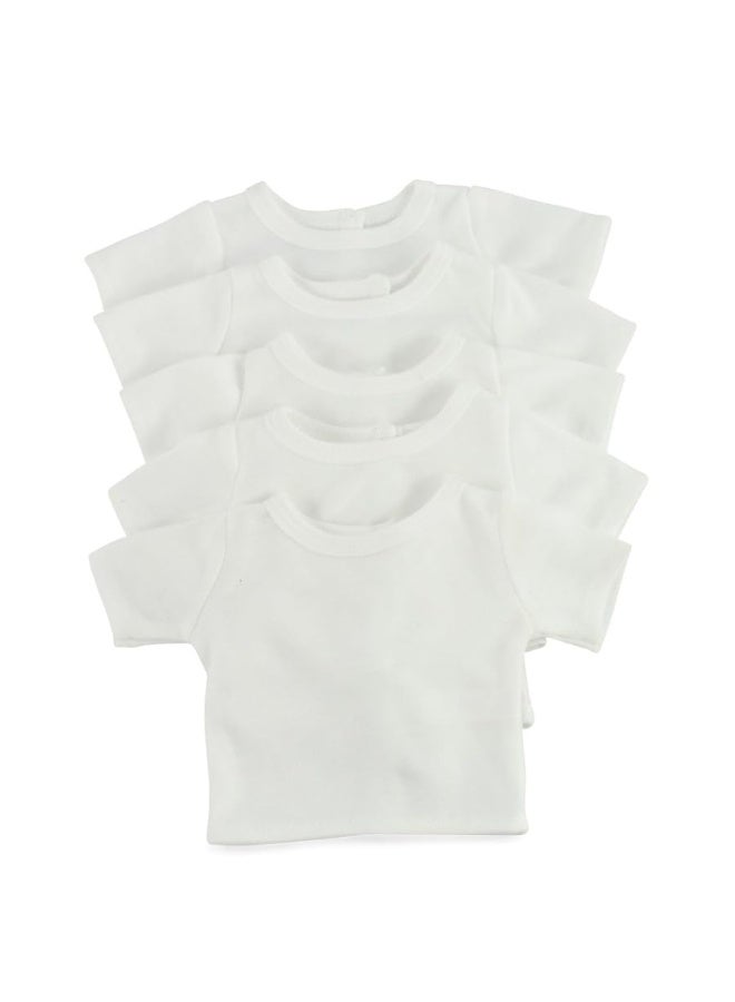 Emily Rose 18 Inch Doll Clothes  USA Business  5 Pack Value Bundle White 18 Doll Tshirts Baby Doll Set Tee Shirts for Crafting Activity Dolls Accessories  8020 CottonPoly