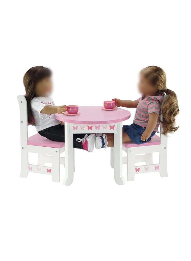 Emily Rose 18 Inch Doll Furniture - Kitchen Table and 4 Chair Dining Value Gift Set - Butterfly Theme | fits 16