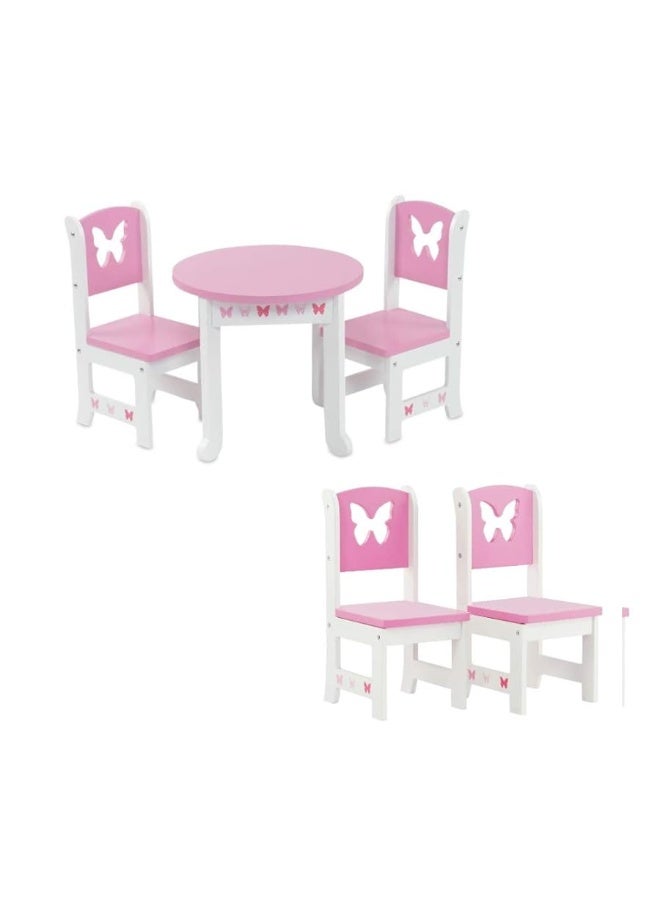 Emily Rose 18 Inch Doll Furniture - Kitchen Table and 4 Chair Dining Value Gift Set - Butterfly Theme | fits 16