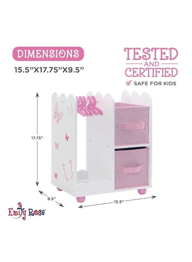 Emily Rose Doll Furniture | USA Business | 18 Inch Doll Clothes Closet Accessory - Wooden Doll Accessories Toy Playsets | 5 Free Wooden 18