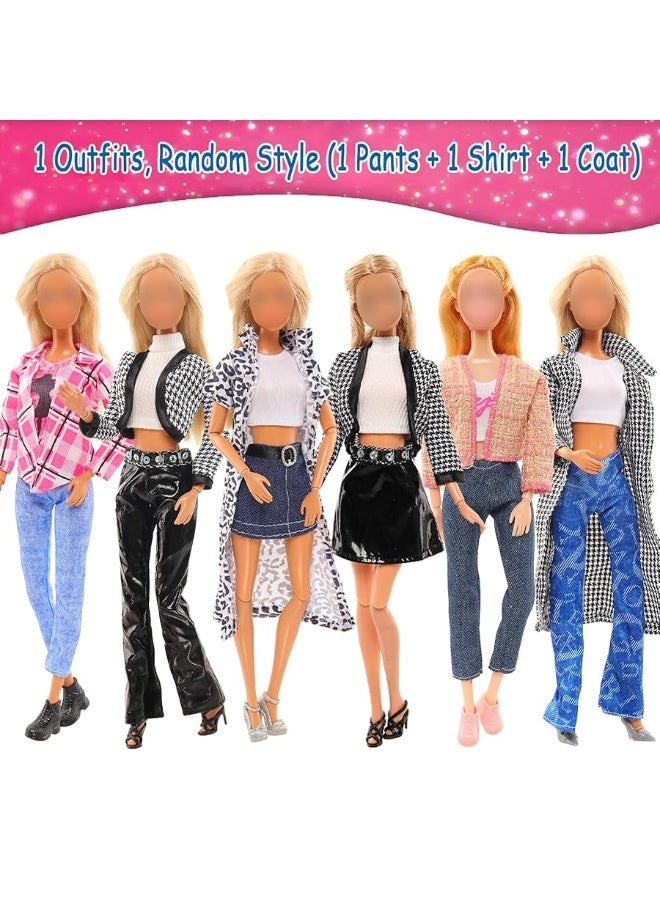 BARWA Lot 36 Items 3 Fashion Dresses 3 Casual Tops and Pants Outfits 6 Pcs Mini Dresses with 1 Bags 10 Shoes, 13 Accessories for 11.5 Inch Girl Doll Birthday Xmas