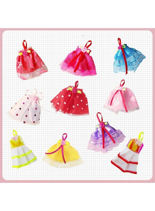 10 Sets of 4-Inch Mini Girl Dolls with Handmade Clothes & Doll Shoes