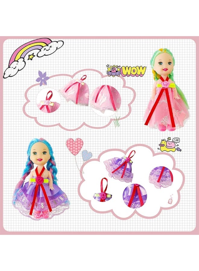 10 Sets of 4-Inch Mini Girl Dolls with Handmade Clothes & Doll Shoes