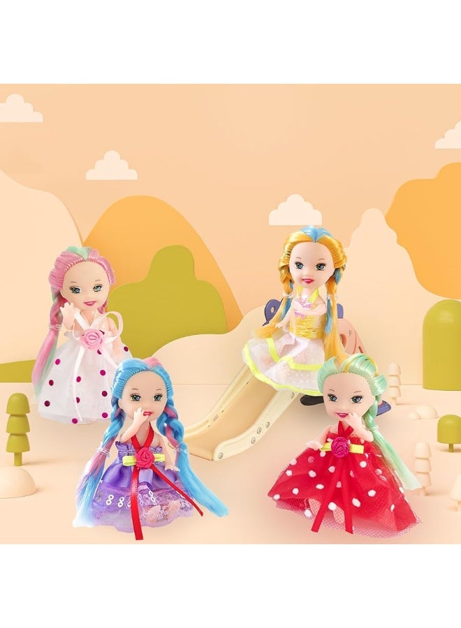 10 Sets of 4-Inch Mini Girl Dolls with Handmade Clothes & Doll Shoes