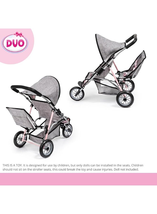 Bayer Design Dolls Twin 3 Wheel Jogger, Grey, Pink