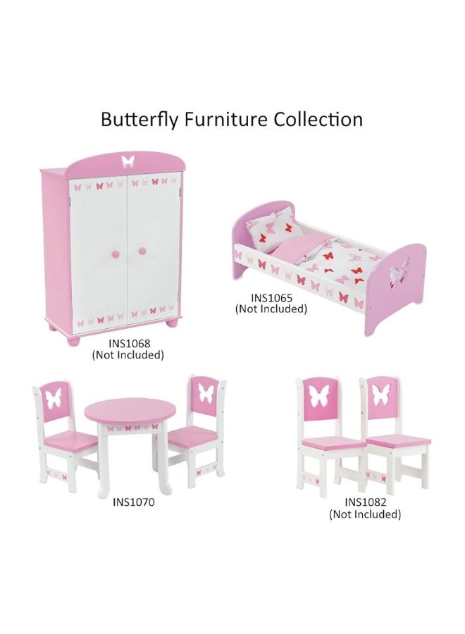 Emily Rose 18 Inch Doll Kitchen Table and 2 Chair Dining Set | 18-in Doll Furniture Accessory - Butterfly Theme