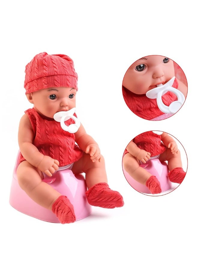 deAO Baby Doll Stroller Set12 inch Doll Playset with Smooth Rolling 11Pcs Baby Doll Accessories  Great Baby Doll Pretend Toy for 3 4 5 Girls