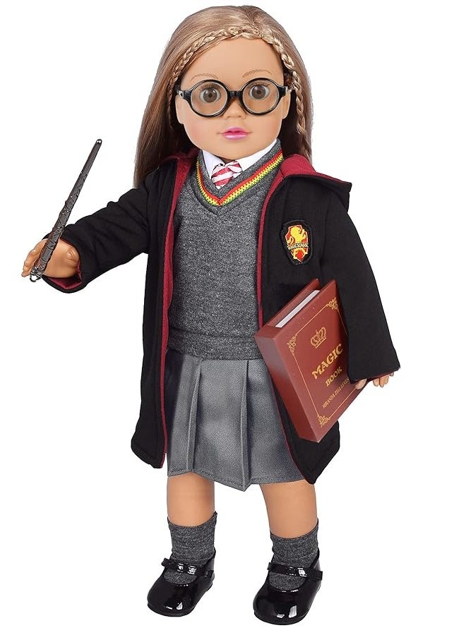 Magic School Uniform Inspired Costume Doll Clothes Clothing Outfits Accessories Set 10 Pcs for 18 inch Girl Dolls