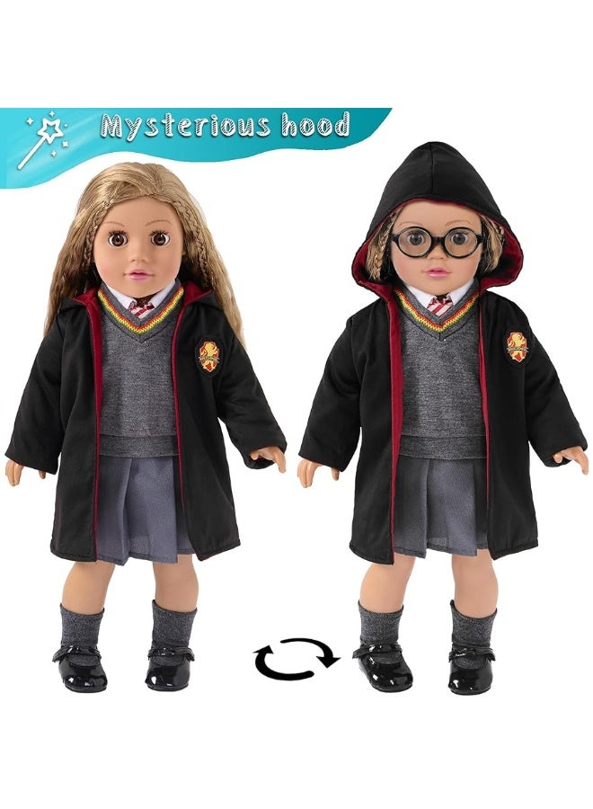 Magic School Uniform Inspired Costume Doll Clothes Clothing Outfits Accessories Set 10 Pcs for 18 inch Girl Dolls