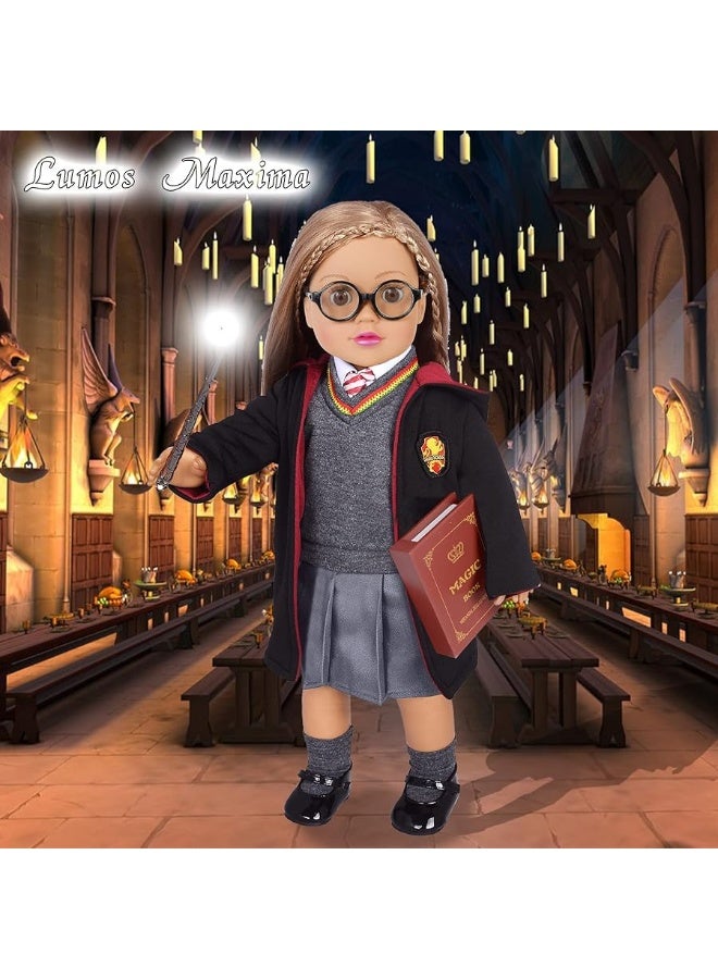 Magic School Uniform Inspired Costume Doll Clothes Clothing Outfits Accessories Set 10 Pcs for 18 inch Girl Dolls