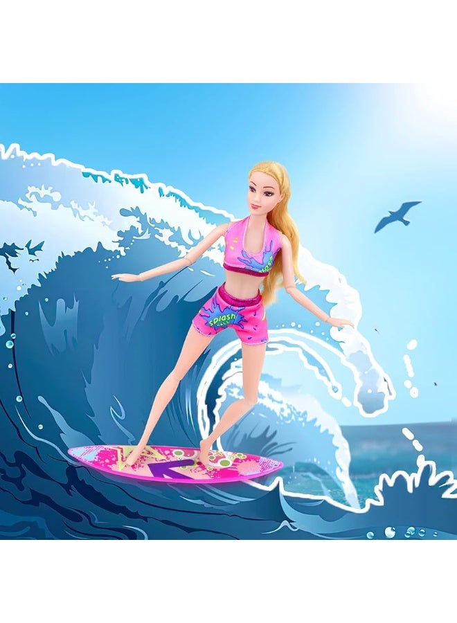 Ecore Fun 35 PCS Doll Clothes Swimwear Beach Bathing Kit Including 10 Bikini Swimsuit 2 Swimming Ring 4 Fashion Glasses 10 Pairs Shoes 1 Surf Skateboard 8 Doll Accessories for 11.5 Inch Doll