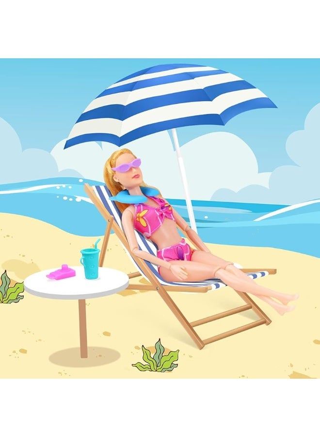 Ecore Fun 35 PCS Doll Clothes Swimwear Beach Bathing Kit Including 10 Bikini Swimsuit 2 Swimming Ring 4 Fashion Glasses 10 Pairs Shoes 1 Surf Skateboard 8 Doll Accessories for 11.5 Inch Doll