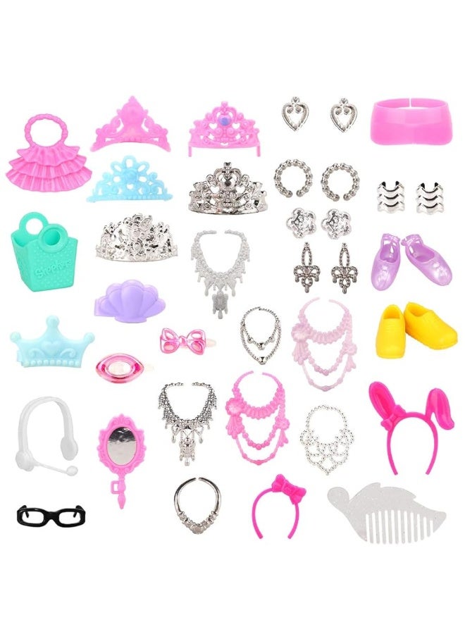 BARWA 40 PCS Doll Accessory Bags Crown Necklace Comb for 115 inch Doll Xmas Gift