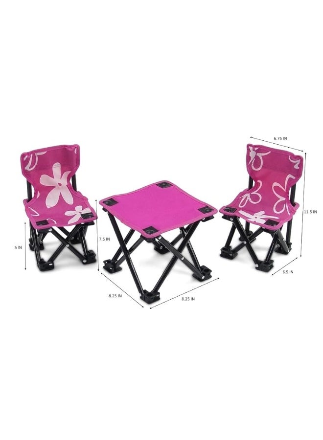 Emily Rose 18 Inch Doll 3-PC Folding Camp Camping Beach Sports Chairs and Table | Doll Furniture is Compatible with16-18