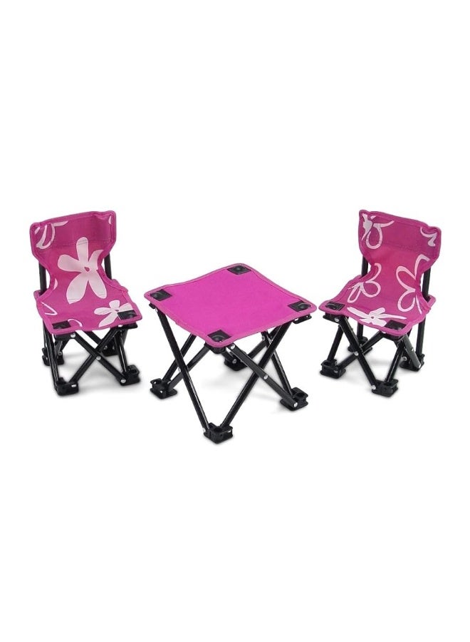 Emily Rose 18 Inch Doll 3-PC Folding Camp Camping Beach Sports Chairs and Table | Doll Furniture is Compatible with16-18