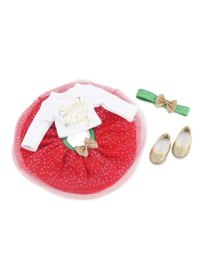Emily Rose 14 Inch Doll Clothes and Accessoreis | 4 Piece Holiday Tutu Skirt Outfit, Including 14