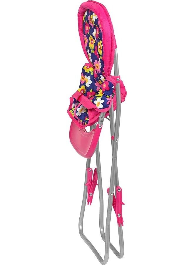 Fash n kolor - Baby Doll High Chair with Tray, Fits up to 18 inch Baby Dolls, Flower Print Toddler Furniture Toy High Chair for Dolls Toys Easy to fold for Compact Storage