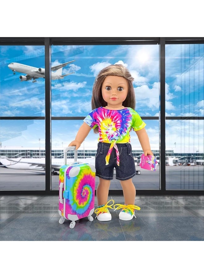 Ecore Fun 23 Pcs 18 inch Girl Doll Accessories Suitcase Travel Luggage Play Set  Girl 18 Doll Travel Carrier Storage Including Suitcase Clothes Shoes Backpack Camera Computer Cell Phone